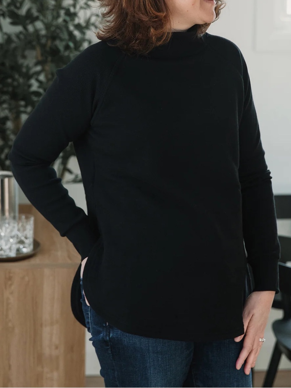 Blondie Apparel classic dusk sweater L black cotton mockneck timeless Canada